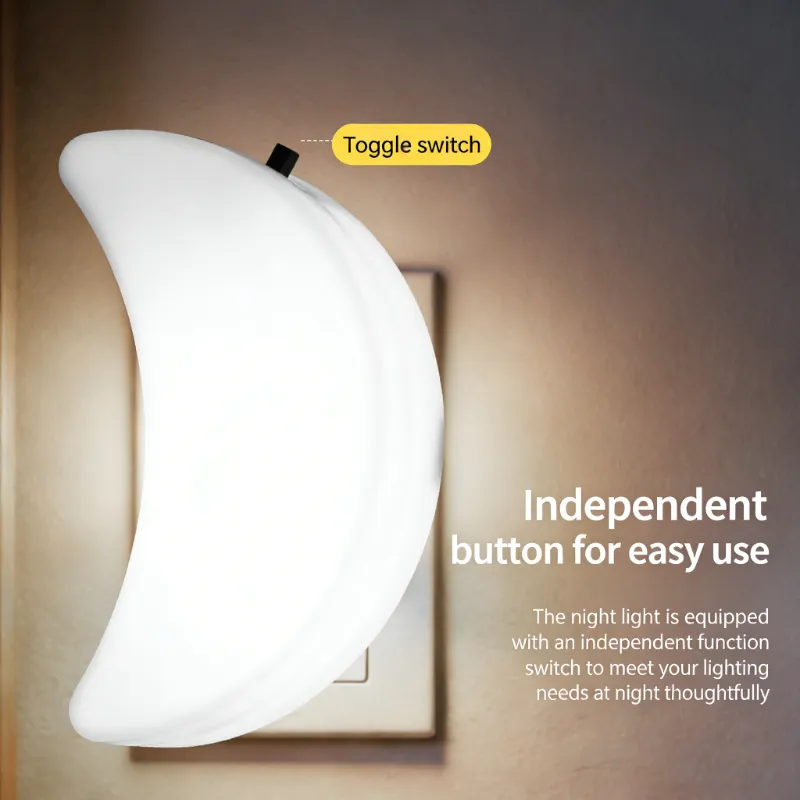 Crescent Moon Night Light Plug with Toggle Switch