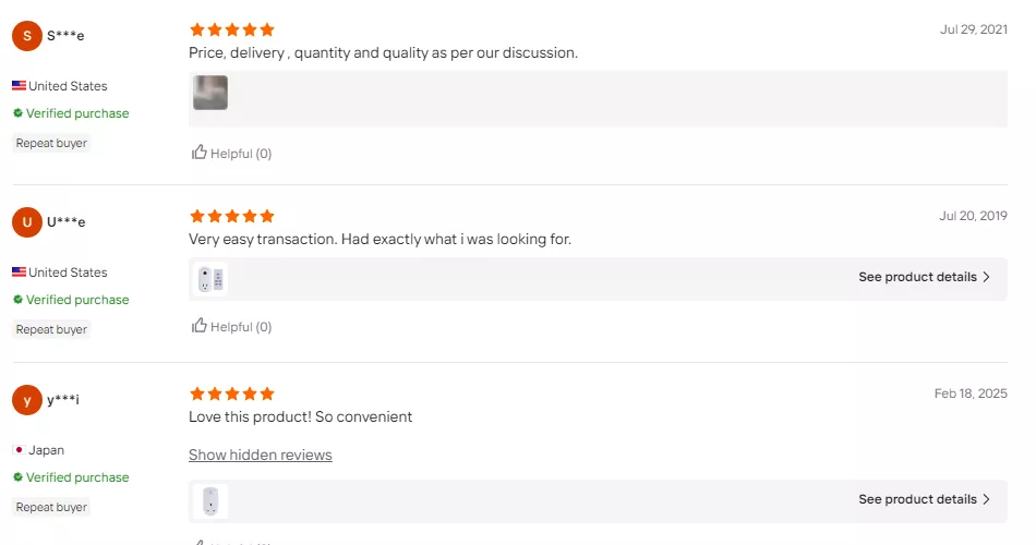 Customer review from Aipulan smart socket client - 5 star rating