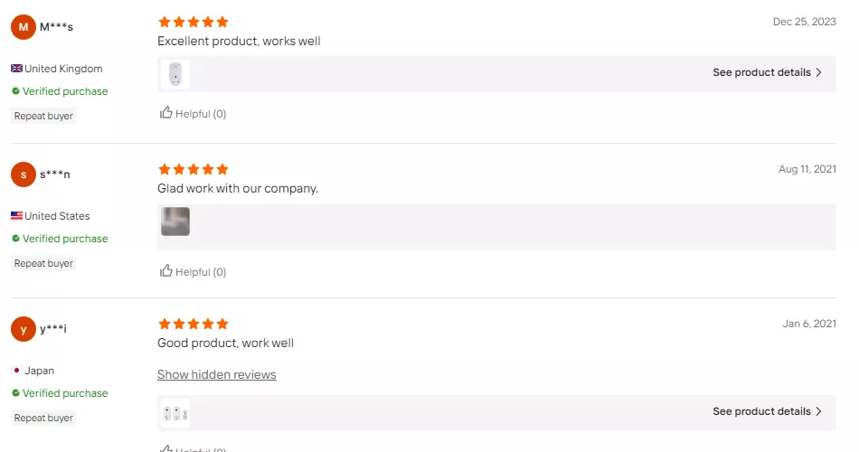 Customer review from Aipulan smart socket client - 5 star rating
